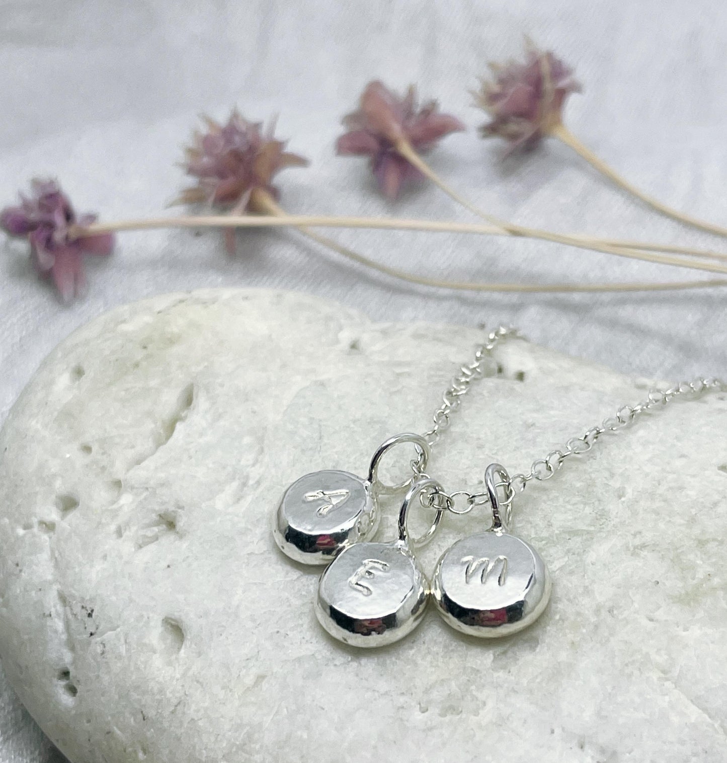 Personalised Silver Initial Pebble Necklace