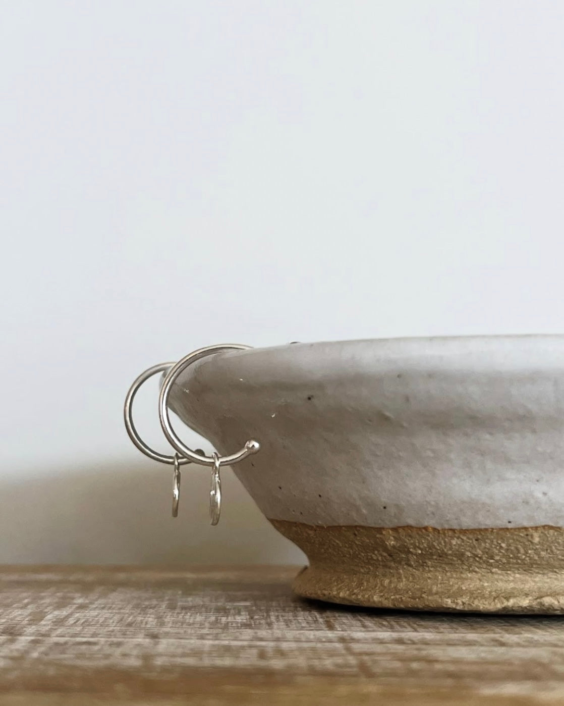 Silver Droplet Hoop Earrings