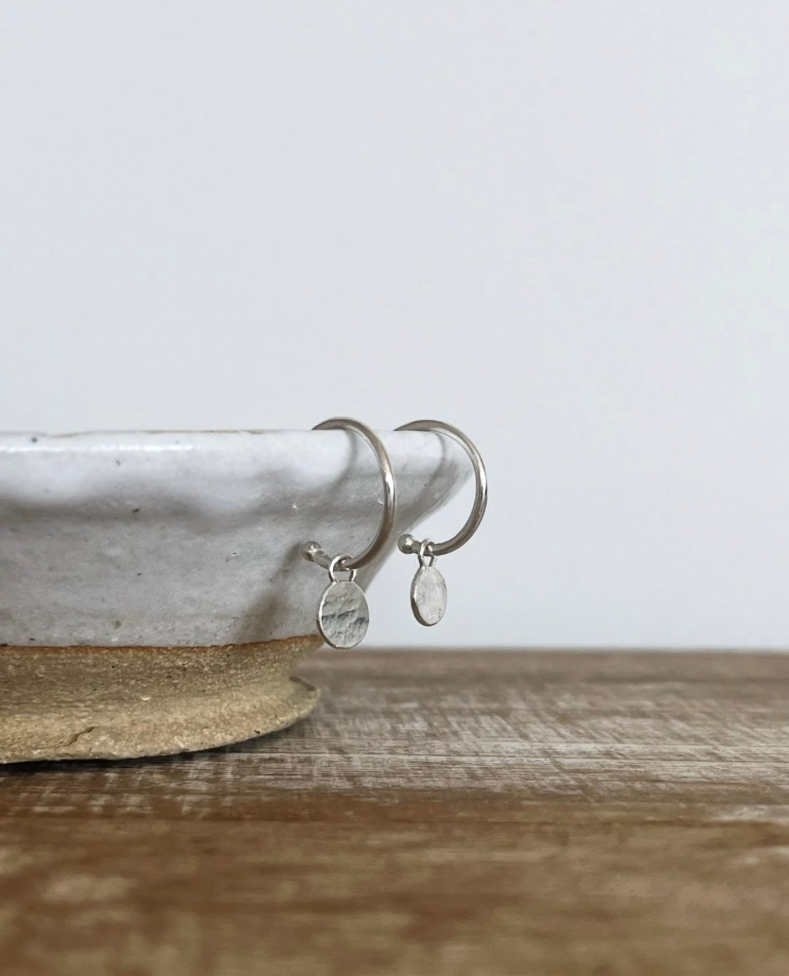 Silver Droplet Hoop Earrings