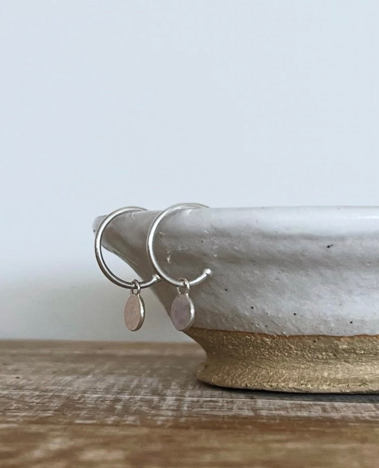 Silver Droplet Hoop Earrings