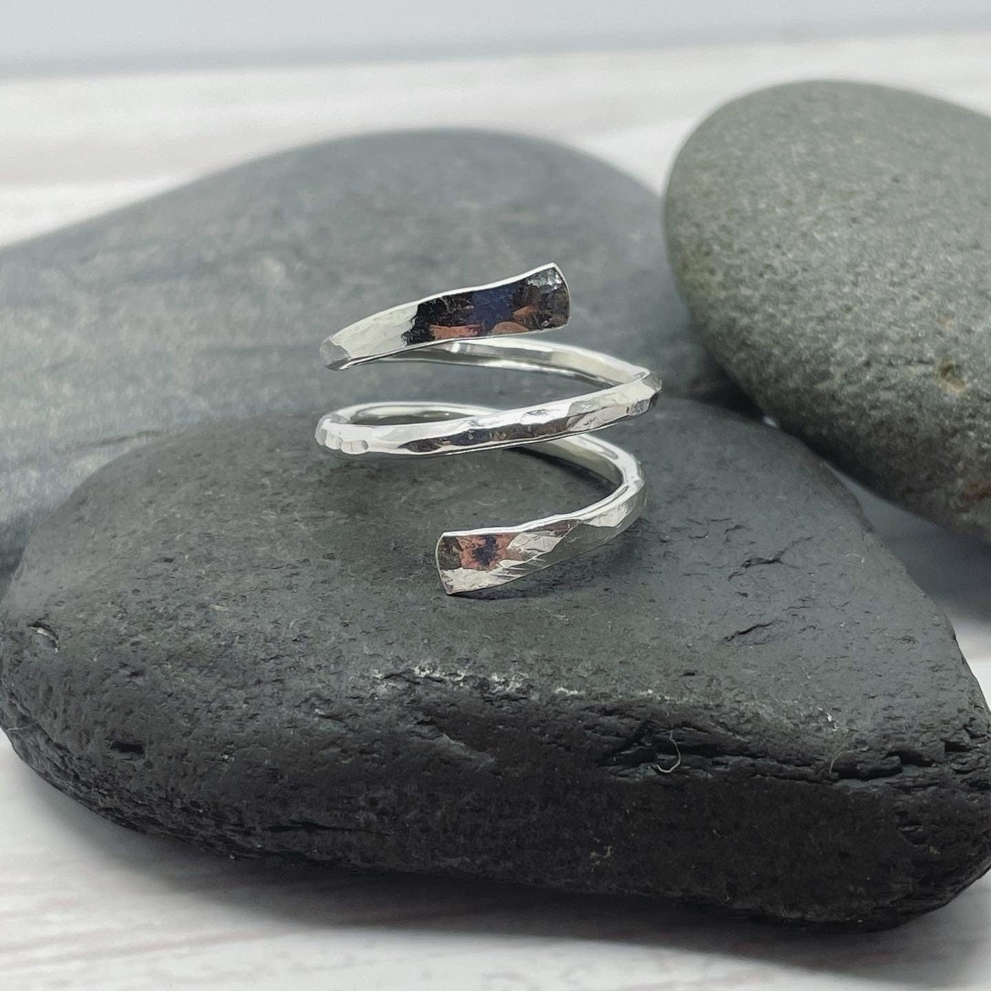 Hammered Silver Spiral Wrap Ring