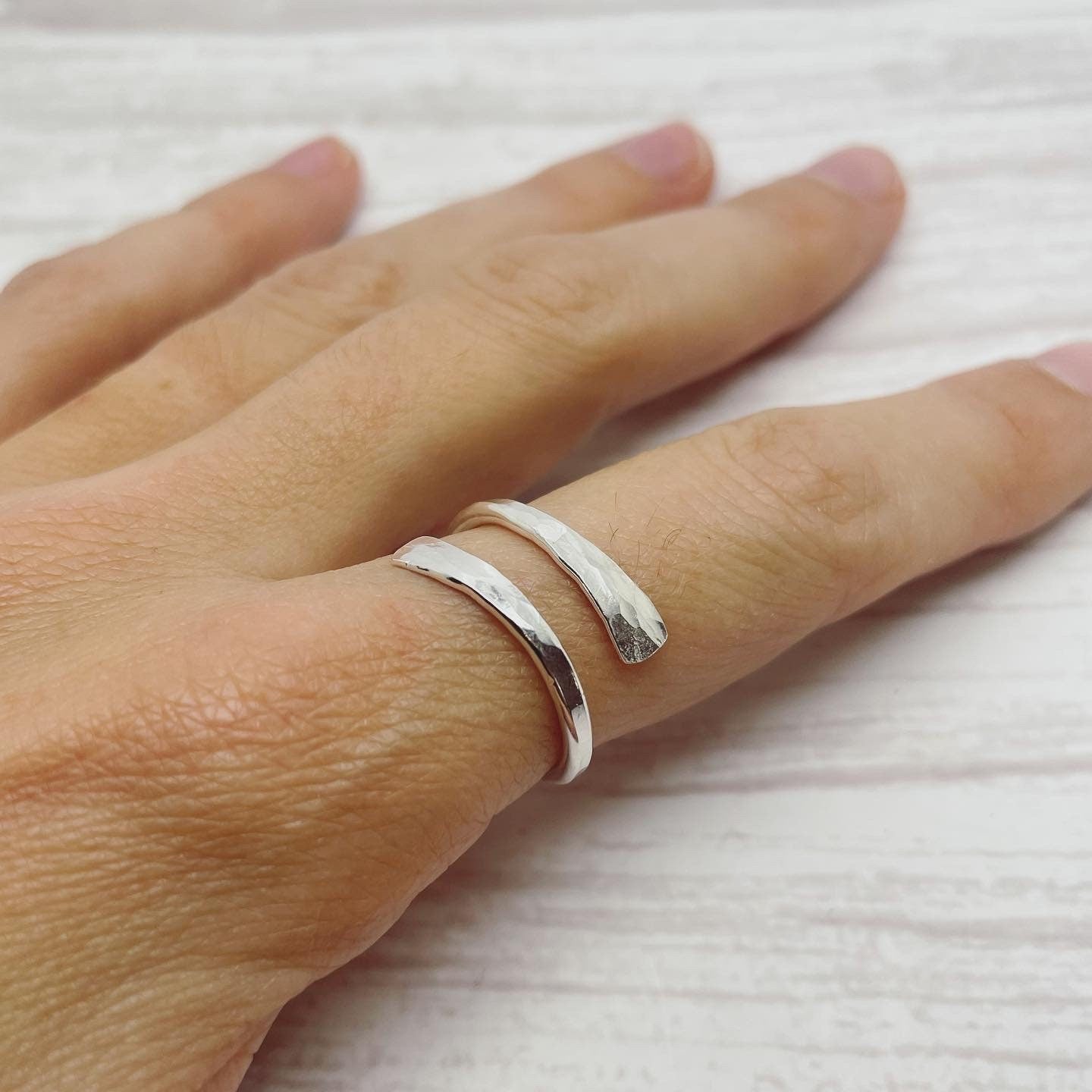 Hammered Silver Wrap Ring
