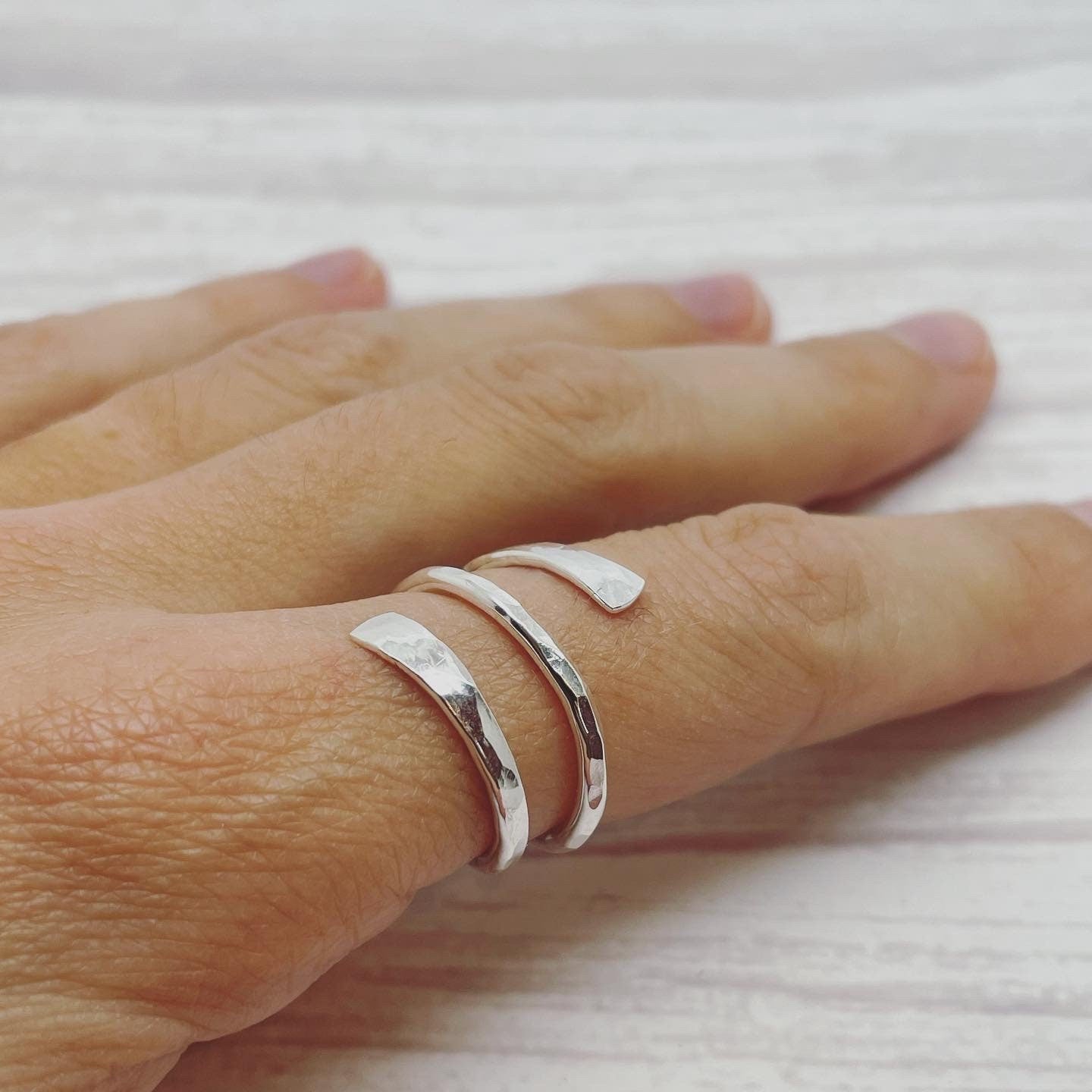 Hammered Silver Spiral Wrap Ring