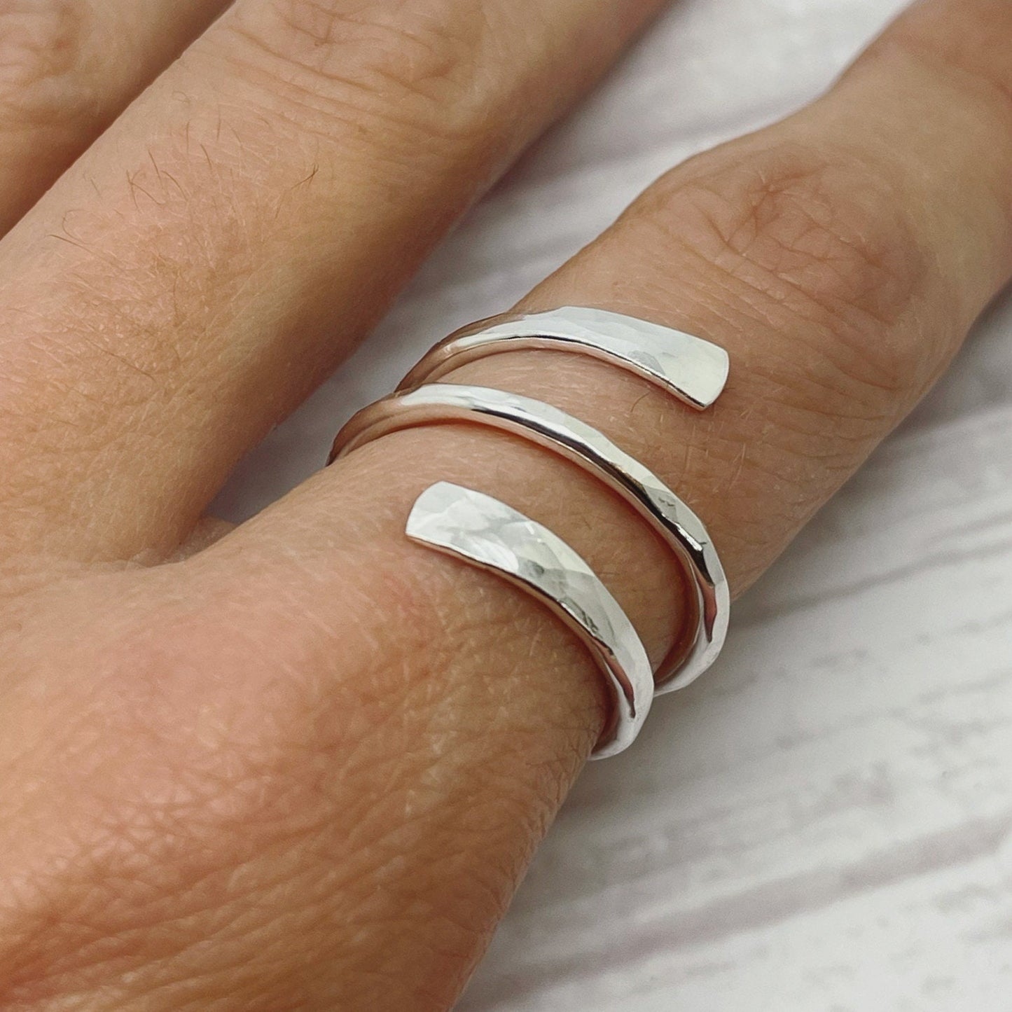 Hammered Silver Spiral Wrap Ring