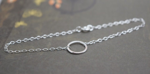 Silver Halo Bracelet - 925 Sterling Eternity Infinity Bracelet Handmade Friendship Karma Ring Minimal Chain Made From Recycled Eco Silver