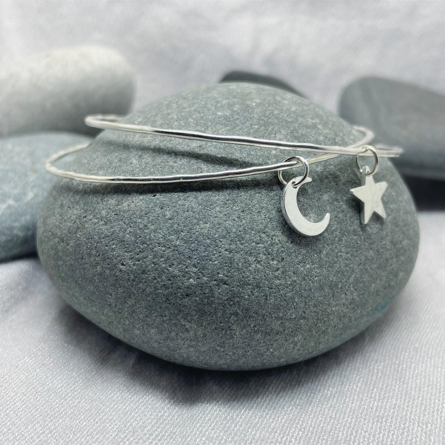 Silver Moon and Star Bangle Duo