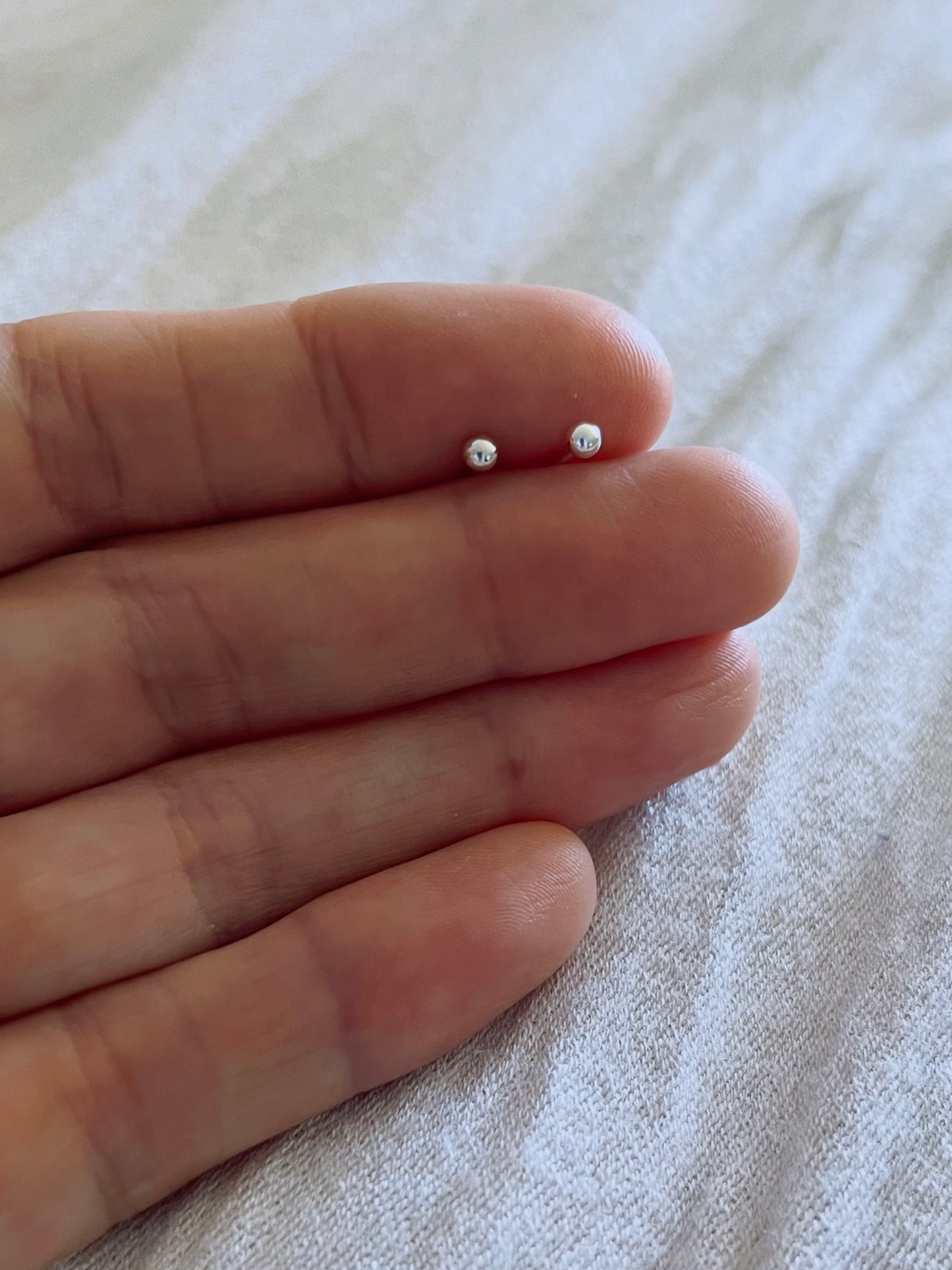 Tiny Silver Ball Studs