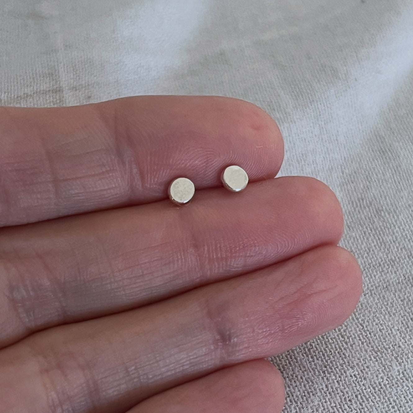 Tiny Silver Pebble Studs