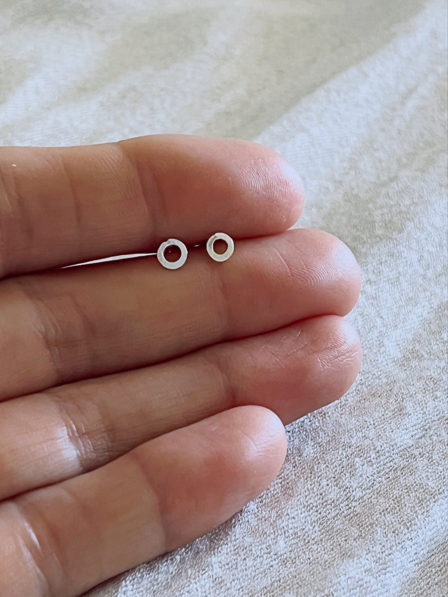 Tiny Silver Loop Studs