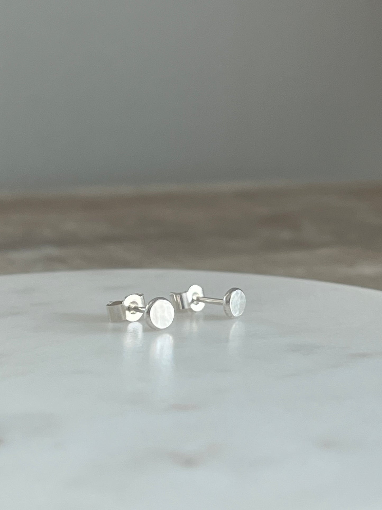 Tiny Silver Pebble Studs