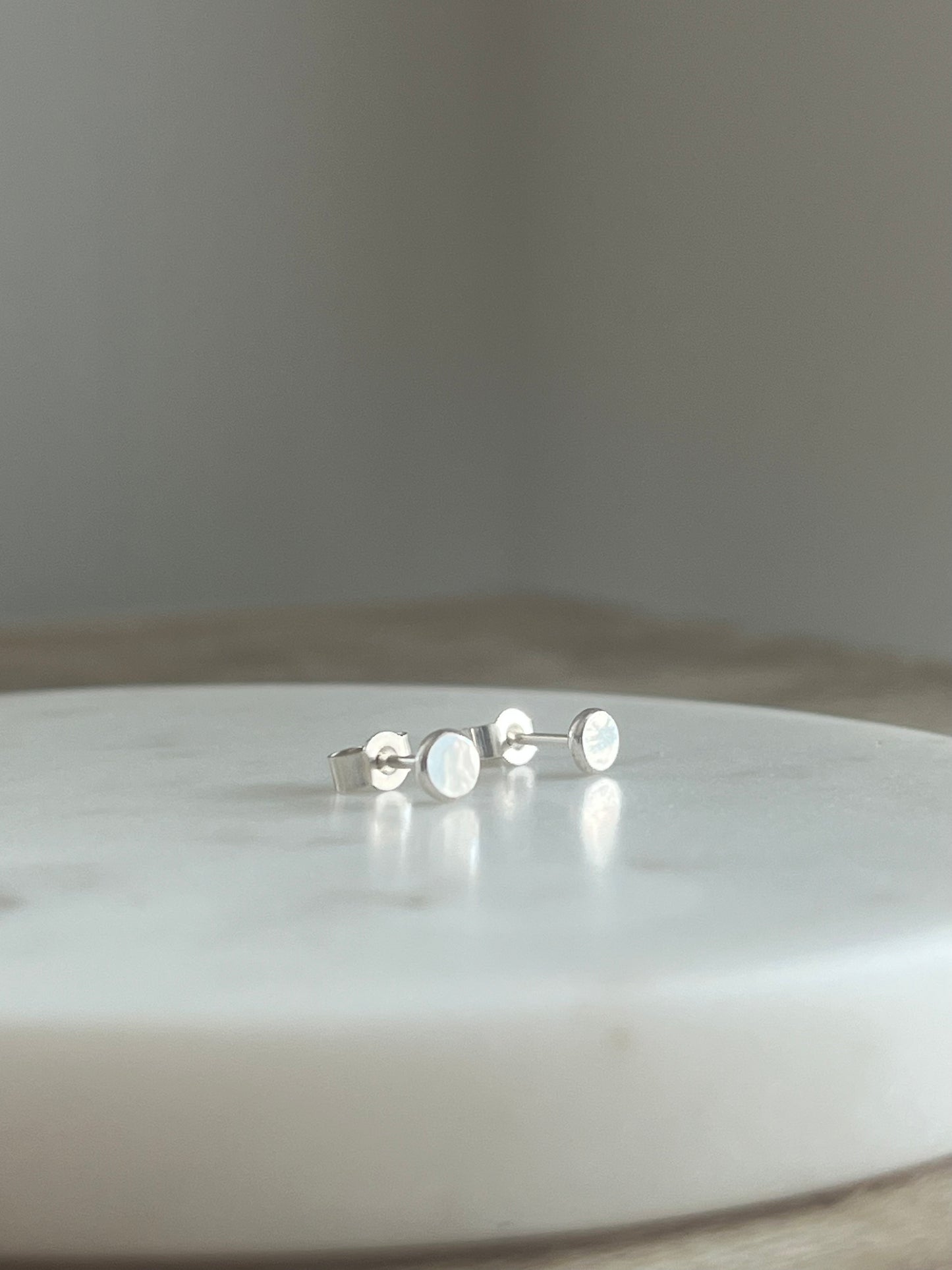 Tiny Silver Pebble Studs