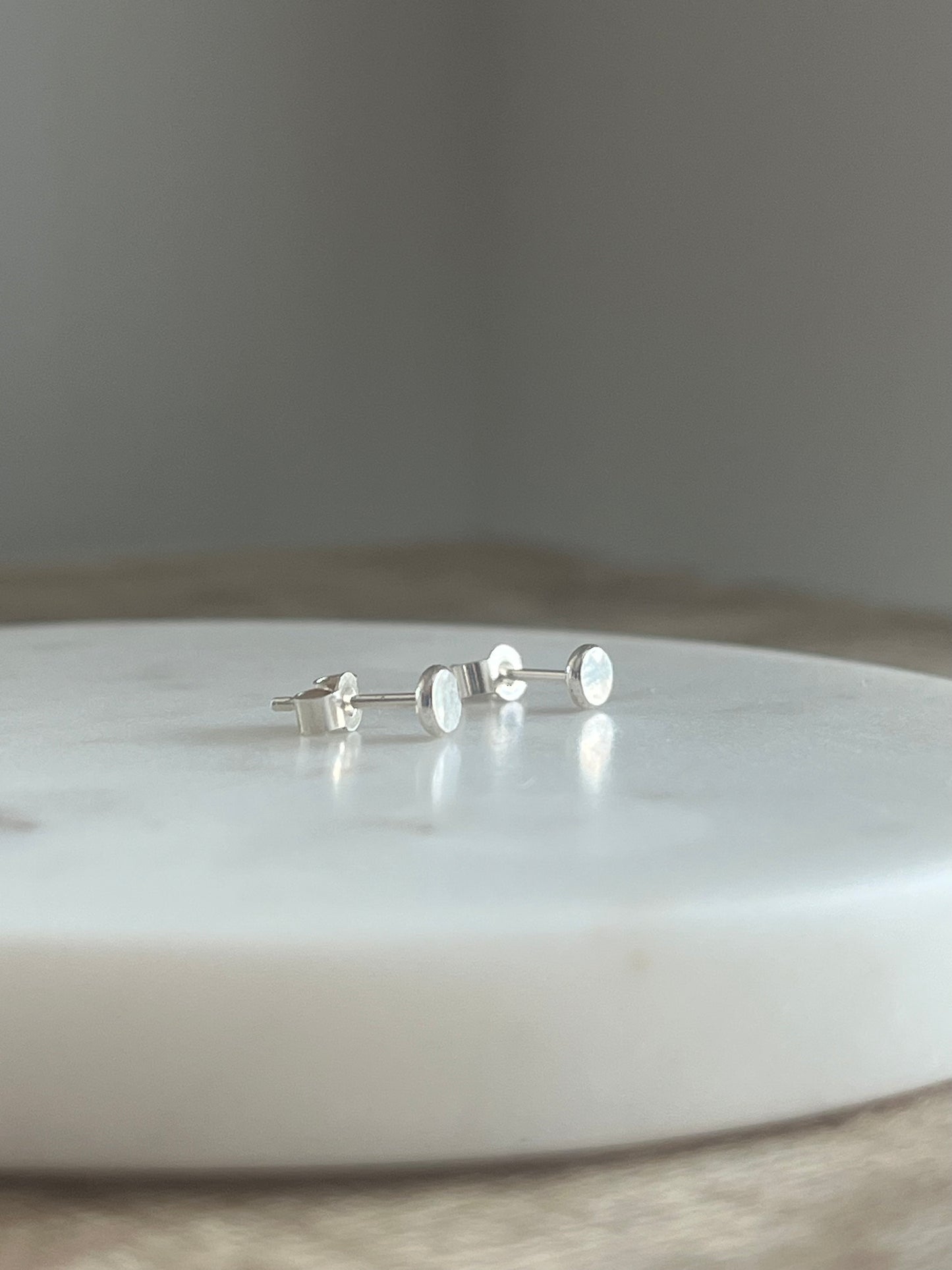 Tiny Silver Pebble Studs