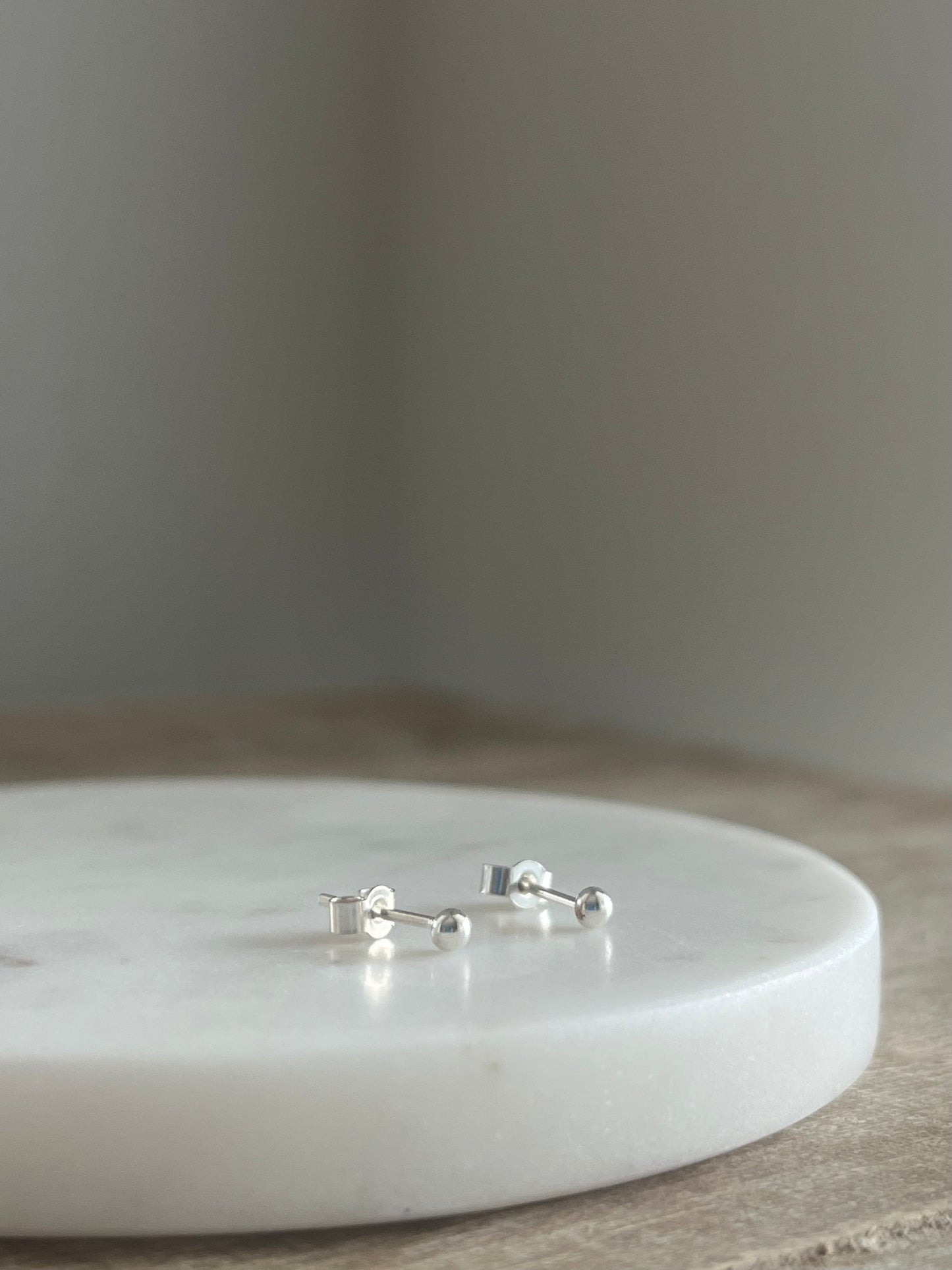 Tiny Silver Ball Studs