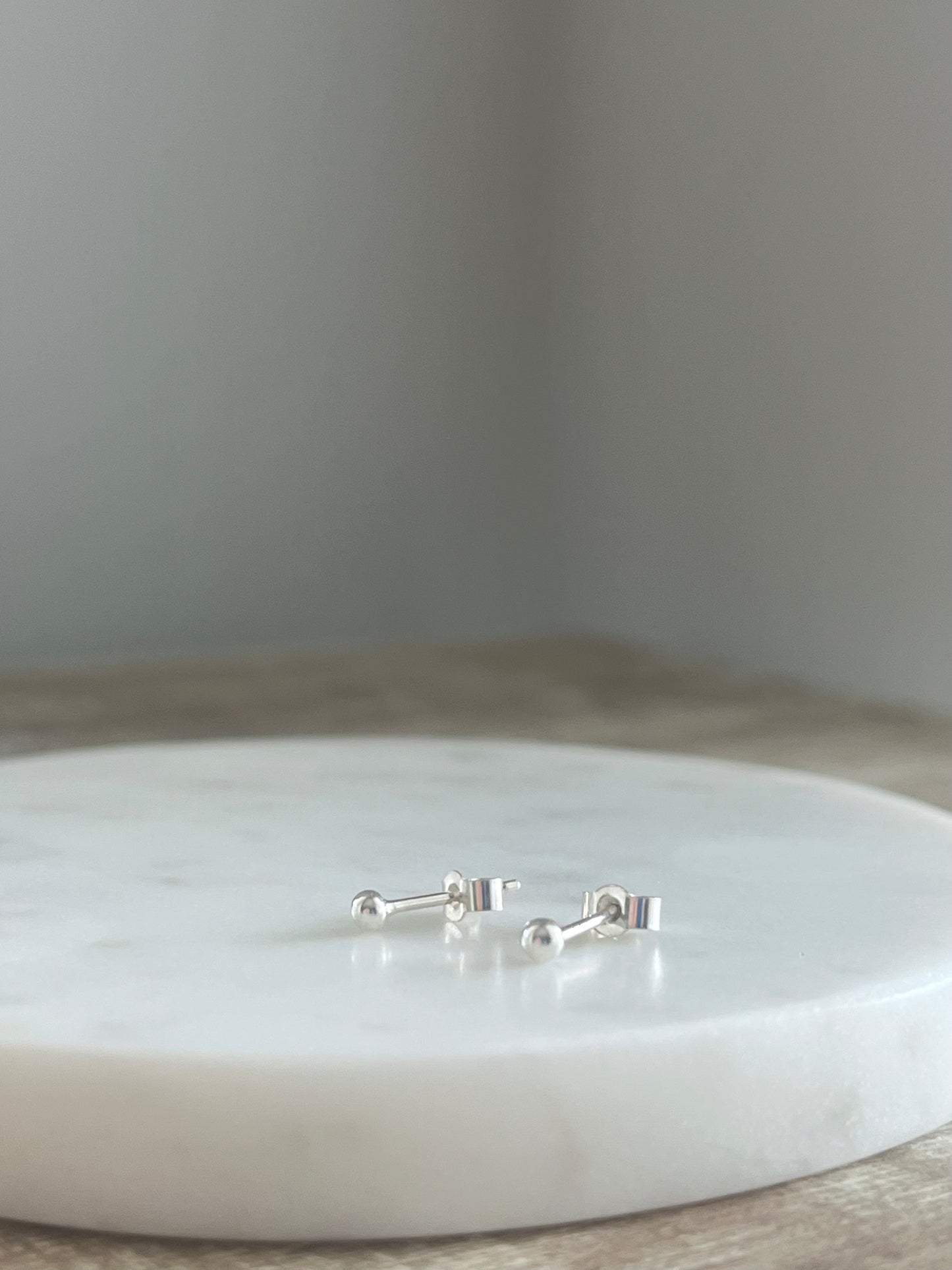 Tiny Silver Ball Studs