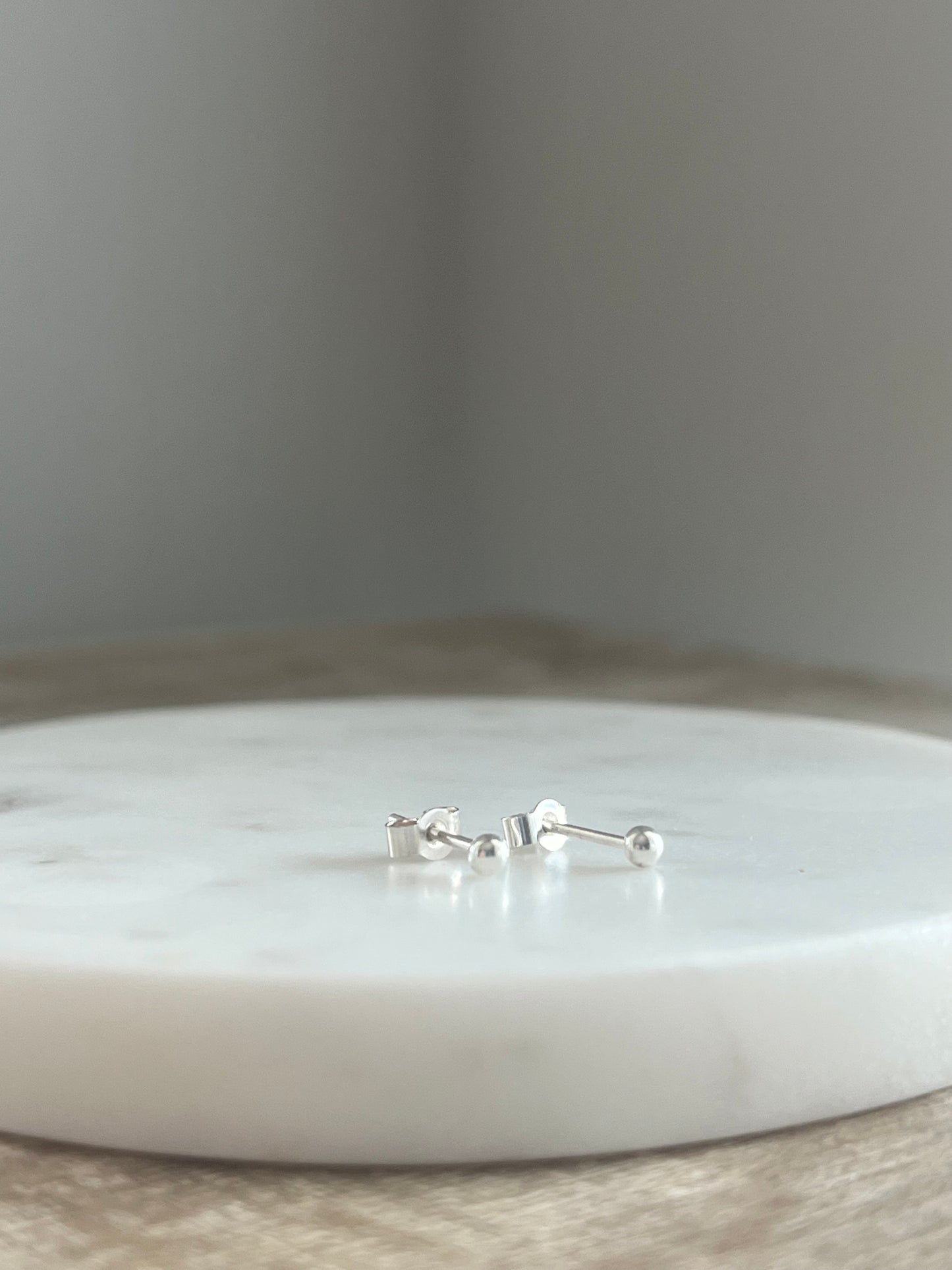 Tiny Silver Ball Studs