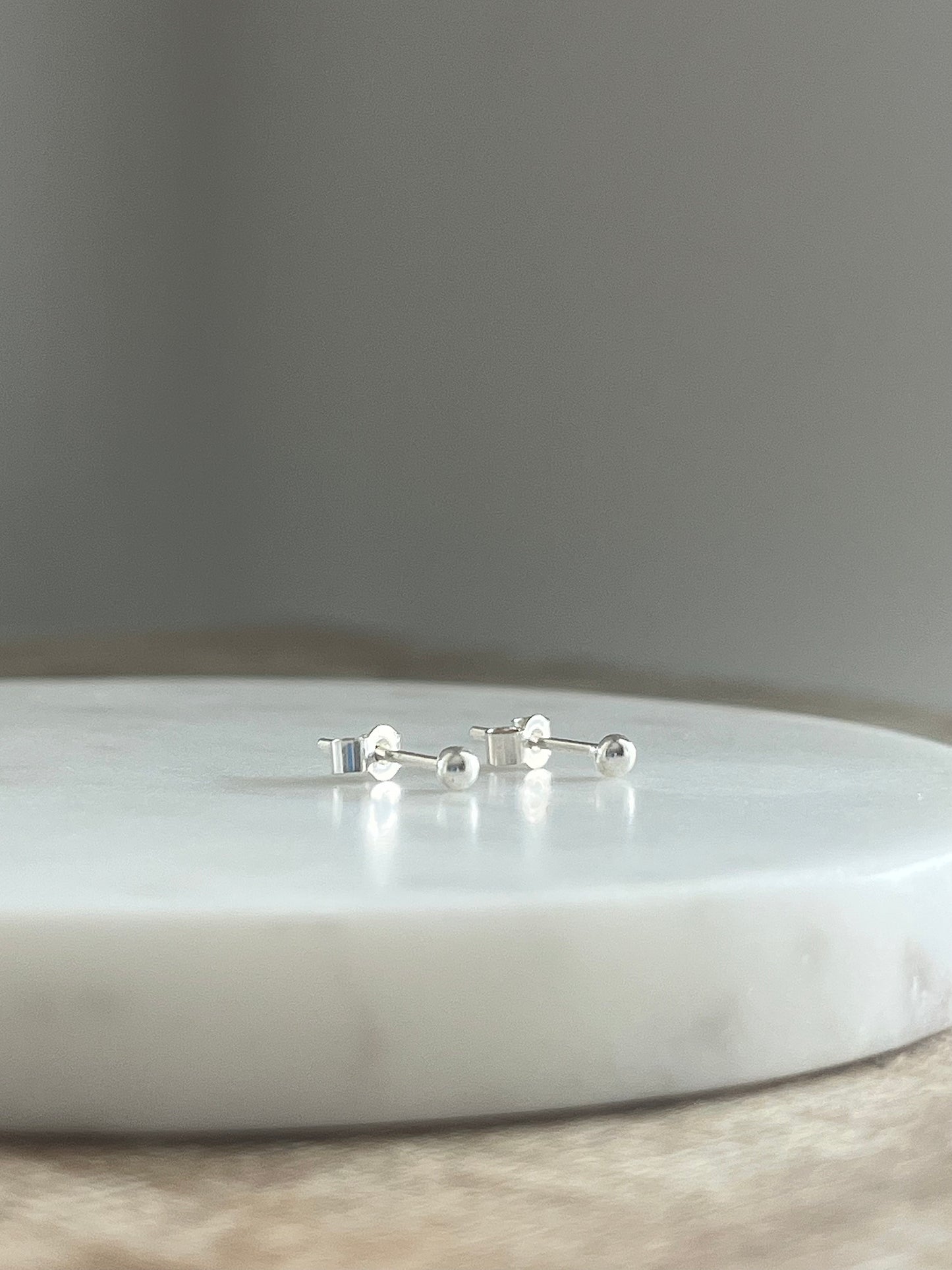 Tiny Silver Ball Studs