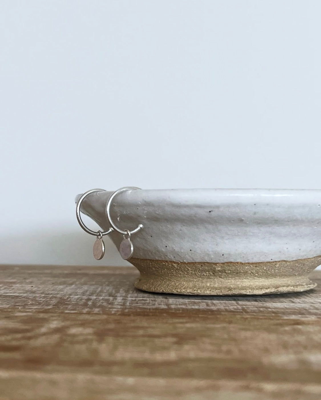 Silver Droplet Hoop Earrings