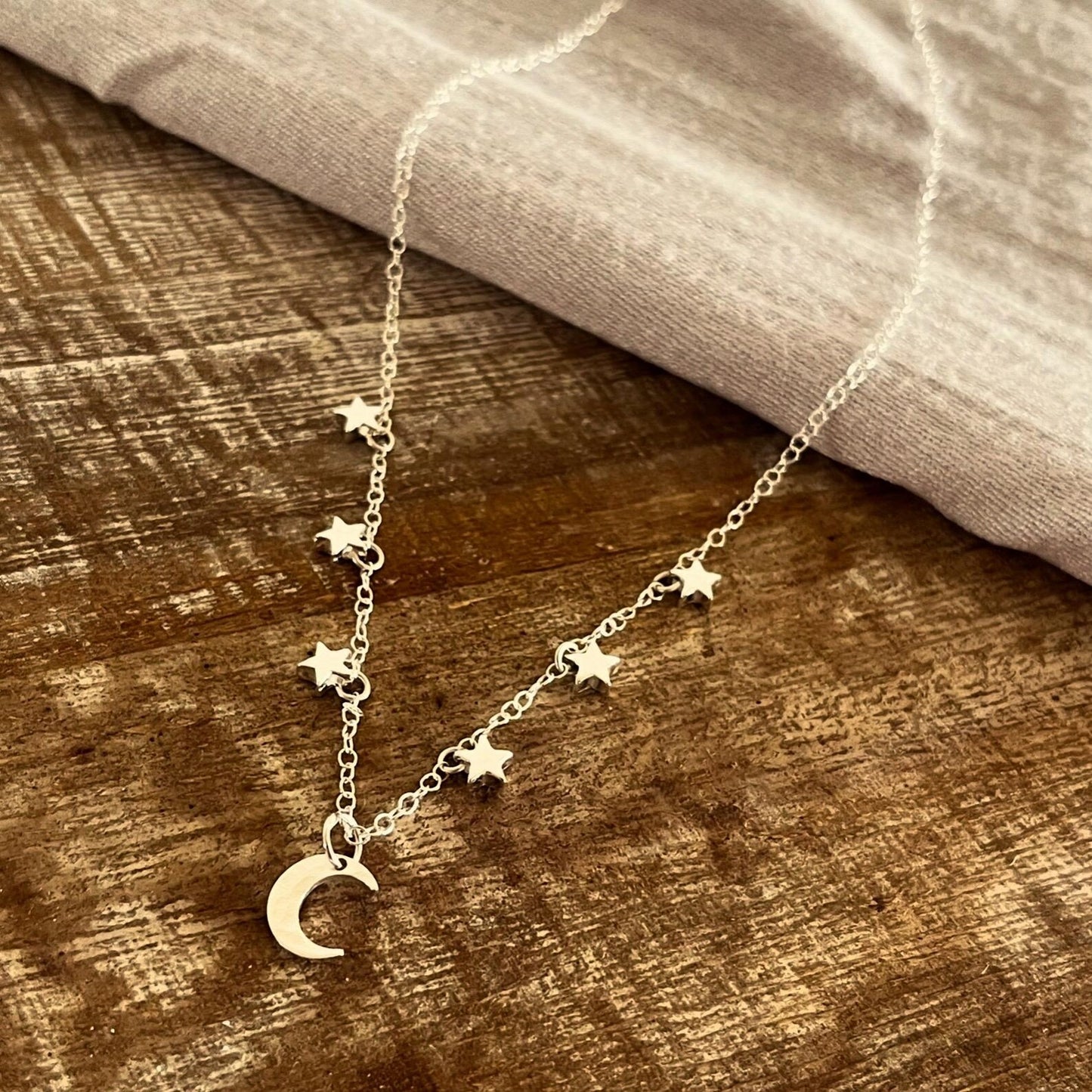 Sterling Silver Moon and Stars Necklace