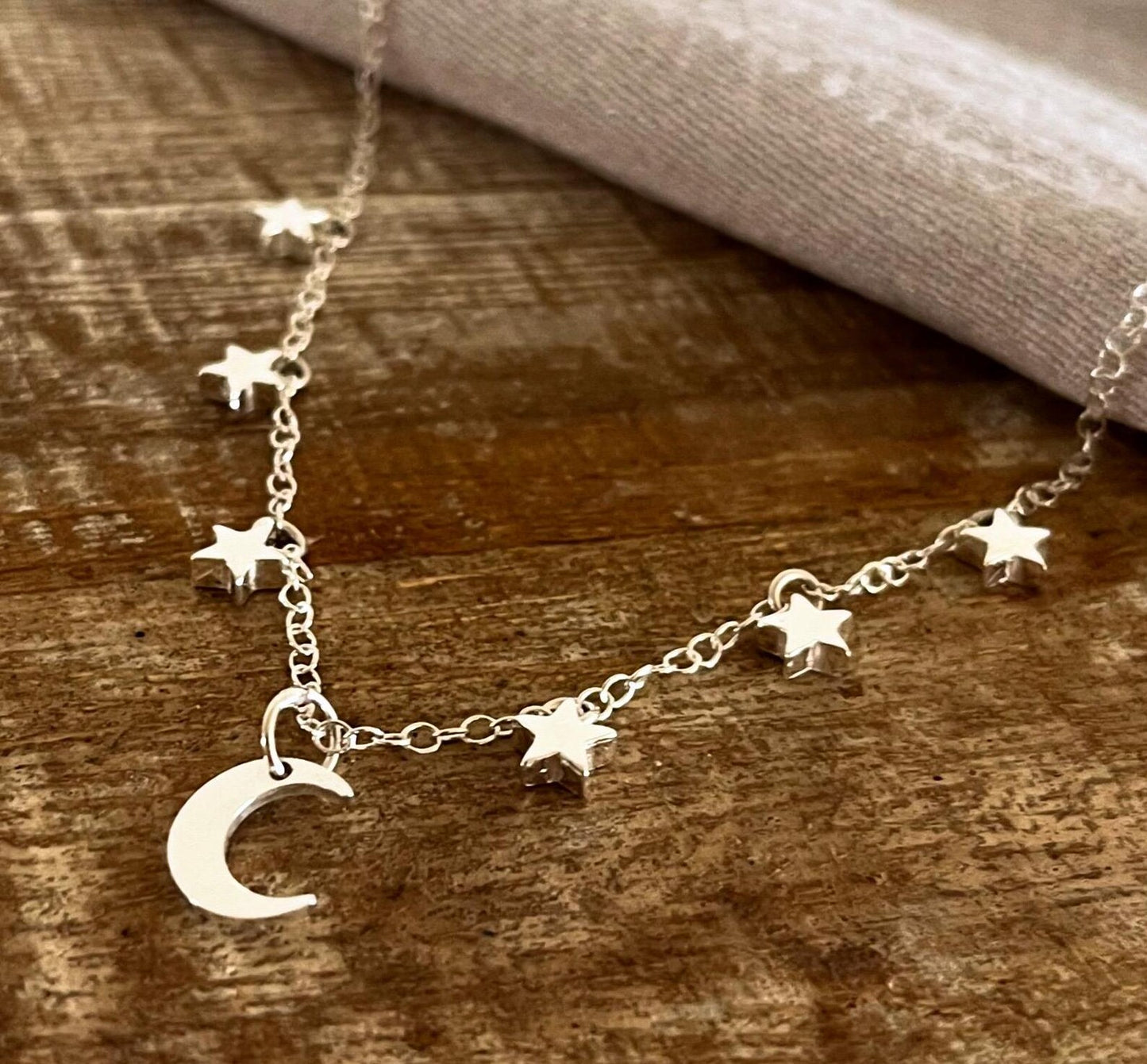 Sterling Silver Moon and Stars Necklace