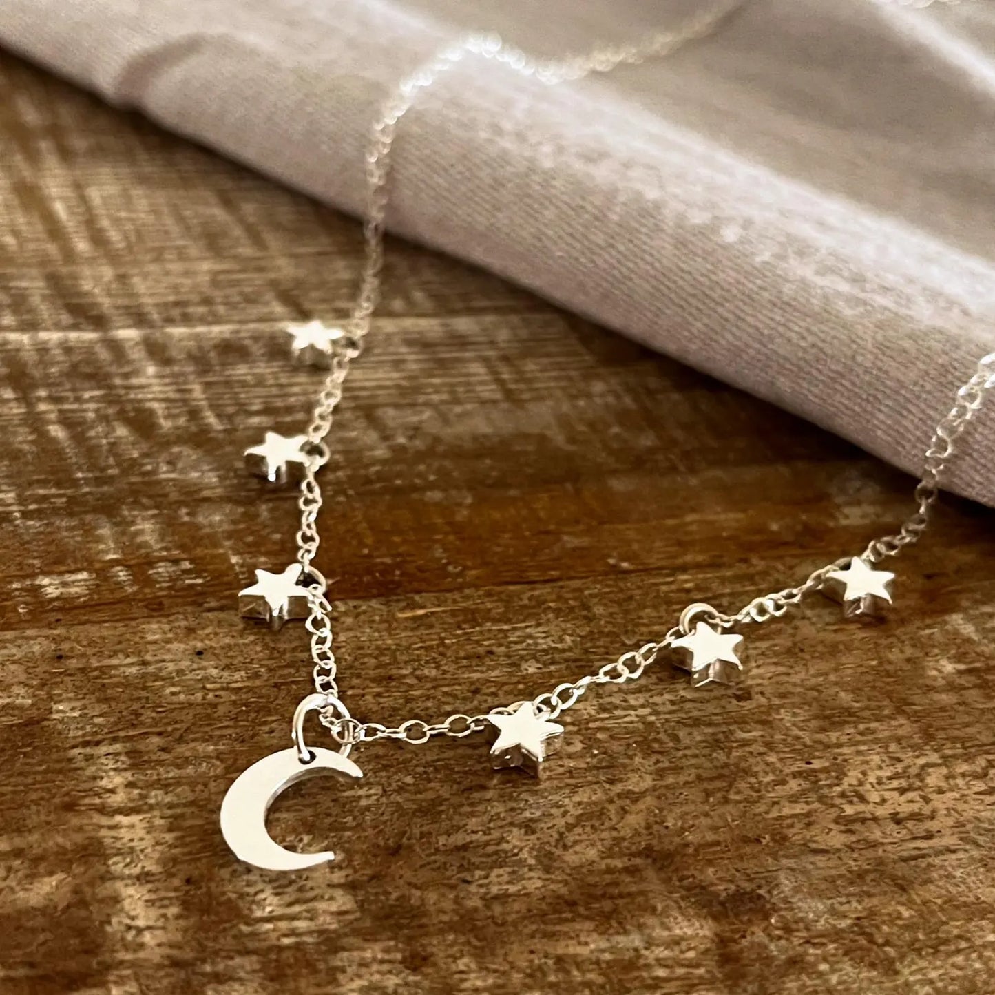 Sterling Silver Moon and Stars Necklace